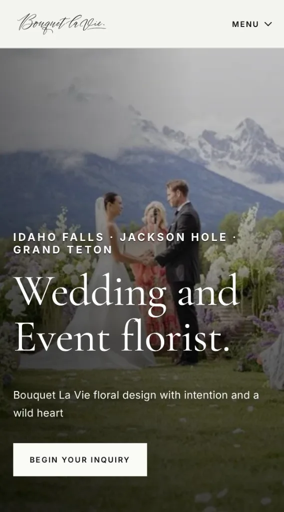 Bouquet La Vie website on mobile