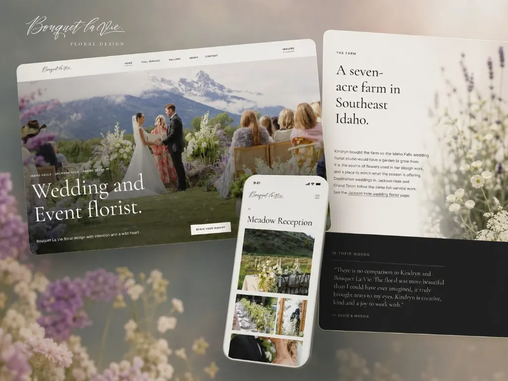 Bouquet La Vie wedding florist website mockup